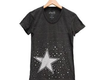 Galaxy Shirt - Women Junior T-shirt - Star Tshirt - Screen Print Tri-Blend T-shirt - Short Sleeve Tshirt - White T-shirt - Graphic Tee