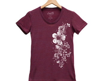Flower Shirt, Womens Junior Tshirt, Flower Tshirt, Wild Flower, Gift for Women, Short Sleeve, Triblend Tee, Cute Shirt, Birthday Gift