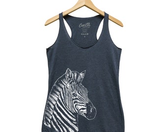 Zebra Tank Top, Women's Tank Top, Cute Animal Print, Animal Tank Top, Gift for Women, Triblend Shirt, Racerback Tank Top, Screen Print