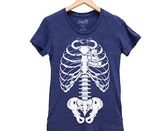 Halloween Tshirt, Womens Junior Tshirt, Skeleton Tshirt, Screen Print, Halloween Costume, Halloween Gift, Goth Shirt