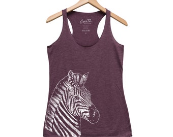 Zebra Tank Top, Women's Tank Top, Flowy Tank Top, Animal Tank Top, Graphic Tee, Yoga Tank Top, Workout Tank Top, Gym Tank Top