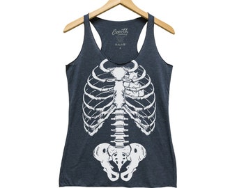 Halloween Shirt - Skeleton Tank Top - Gothic Women Tank Top - Triblend Racerback Tank Top - Halloween Costume - Funny Halloween