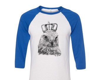 Hawk Tshirt, Baseball Shirt, Unisex Raglan Tshirt,  Animal Shirt, 3/4 Sleeve, Bird Shirt, Funny Shirt, Birthday Gift, Graphic Tee