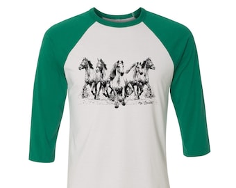 Horse Tshirt, Baseball Shirt, Unisex Raglan Tshirt,  Animal Shirt, 3/4 Sleeve, Horse Shirt, Funny Shirt, Birthday Gift, Graphic Tee
