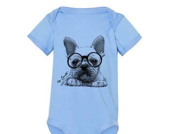 French Bulldog One Piece, Baby Shirt, Screen Print, Baby Boy, Baby Girl, Baby Shower, Graphic Tee, Children Shirt