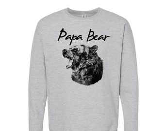Papa Bear Sweatshirt for Men Animal Shirt for Dad Fleece Winter Sweatshirt Gift for Dad Graphic Tee Gift for Men Screenprint Nature Shirt