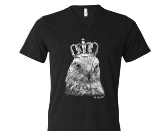 Hawk Tshirt, Mens Graphic Tee, Custom Hand Screen Print, Tri-Blend Short Sleeve, Bird Shirt, Animal T-shirt, Unisex T-shirt