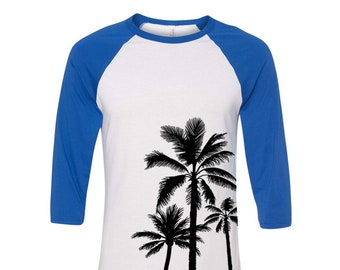 Palm Tree Tshirt, Baseball Shirt, Unisex Raglan Tshirt, Nature Shirt, 3/4 Sleeve, Funny Shirt, Birthday Gift, Outdoor Shirt, Camping Shirt