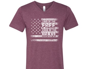 American Flag Tshirt, Men Graphic Tee, Custom Hand Screen Print, Tri-Blend Short Sleeve, America Shirt, Flag T-shirt, Women T-shirt