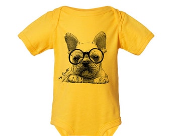French Bulldog One Piece, Baby Shirt, Screen Print, Baby Boy, Baby Girl, Baby Shower, Graphic Tee, Children Shirt