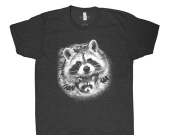 Raccoon T-shirt, Men T shirt, Graphic Tee, Animal Print, Gift for Men, Dad Gift, Screen Print, Short Sleeve Tshirt, T-shirt for Women