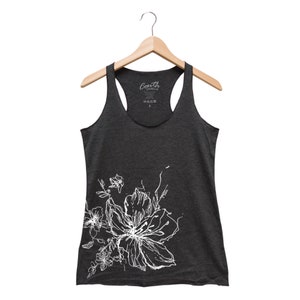 Flower Tank Top, Women's Tank Top, Mother's Day Shirt, Yoga Tank Top, Flower Shirt, Wild Flower, Grey Tank Top, Gift for Women