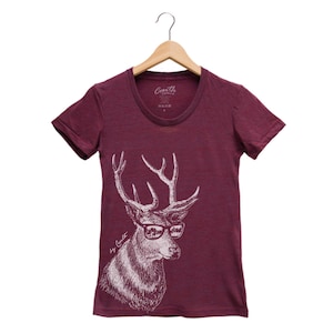 Deer T-shirt, Women Junior T shirt, Graphic Tee, Gift for Women, Funny Animal Shirt, Screen Print, Tri-Blend Short Sleeve Tshirt