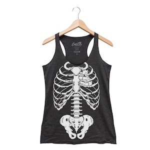 Halloween Skeleton Women Tank Top Triblend Racerback Tank Top Hand Screen Print