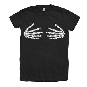 Skeleton Halloween Shirt, Womens Junior Shirt, Skeleton Hands Tshirt, Skeleton Shirt, Spooky Skeleton Tshirt, Halloween Tshirt, Black Tshirt