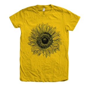 Sunflower Shirt, Womens Junior Tshirt, Flower Tshirt, Cotton T-shirt, Short Sleeve, Gift for Women, Nature Shirt, Camping Shirt