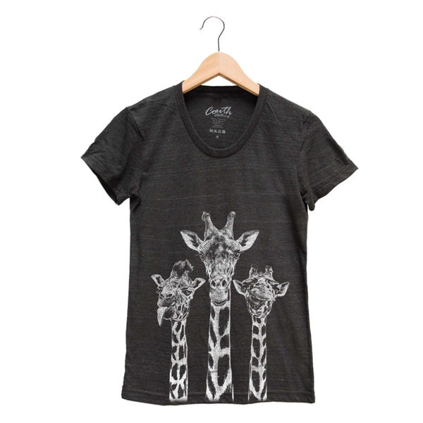Giraffe Graphic Tee: Women's Tri-Blend Animal Print T-Shirt