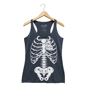 Halloween Shirt - Skeleton Tank Top - Gothic Women Tank Top - Triblend Racerback Tank Top - Halloween Costume - Funny Halloween
