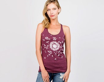 Flower Tank Top, Womens Flower Tank Top, Dandelion Tank Top, Nature Tshirt, Graphic Tank Top, Racerback Tank Top, Floral Shirt