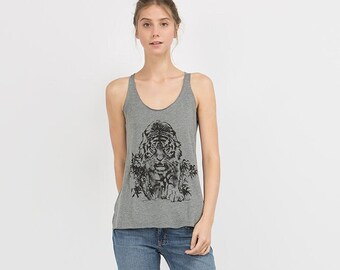 Tiger Shirt, Tank Top for Women, Triblend Racerback, Tiger Tank Top Women, Animal Print Top, Cute Tank Top, Gift for Women