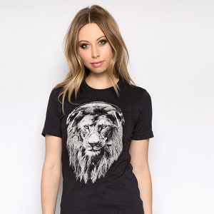 Lion T-shirt, Women's Junior Shirt, Animal Print Tshirt, Lion T Shirt, Graphic Tee, Gift for Women, Short Sleeve Tshirt, Funny Shirt image 1