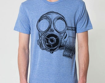 Mens Tshirt, Gas Mask Shirt, Men T shirt, Triblend Shirt, Funny Shirt, Graphic Shirt, Vintage Shirt, Short Sleeve, Gift Idea, Military