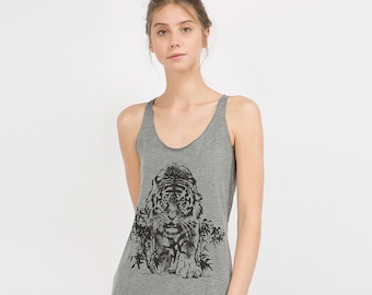 Tiger Shirt, Tank Top for Women, Triblend Racerback, Tiger Tank Top Women, Animal Print Top, Cute Tank Top, Gift for Women