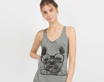 French Bulldog Tank Top for Women Frenchie Shirt, Dog Mom Tank Top Gift for Women Cute Animal Tank Top Dog Lover Gift for Friend