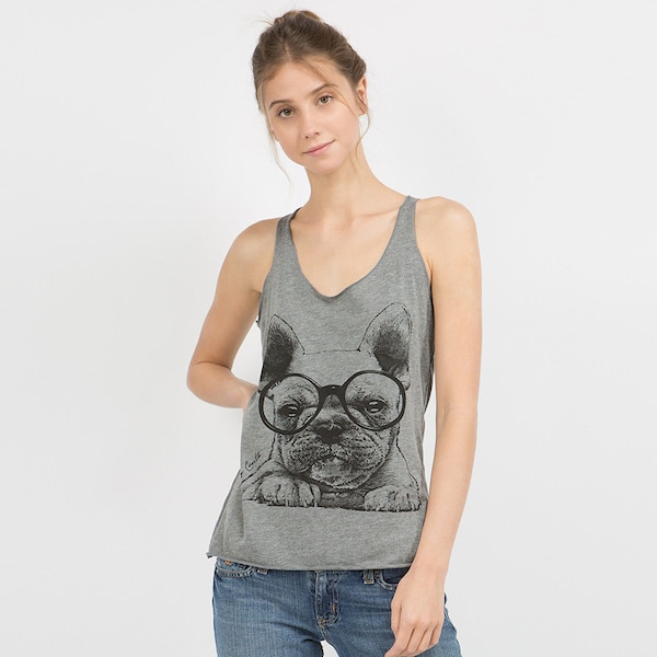 Débardeur bouledogue français, débardeur femme, débardeur Frenchie, débardeur chien, maman chien, amoureux des chiens, débardeur dos nageur Triblend