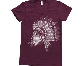 INDIAN WOLF CHIEF Tribe Native American Wolf Wild T-Shirt S M L XL