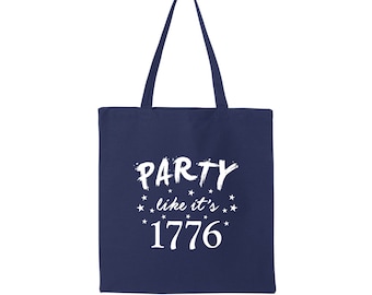 Forth of July Tote Bag, Cute Bag, Grocery Bag, Cotton Canvas, Gift Bag, Beach Bag, Independence Day, Birthday Gift, Screen Print
