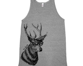 Deer Tank Top, Mens Shirt, Screen Print, Animal Shirt, Graphic Tee, Fathers Day, Animal Print, Cute T-shirt, Nature Shirt