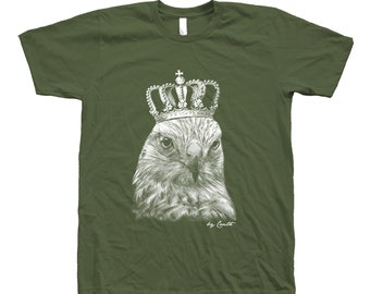 Hawk T-shirt for Men Animal Tshirt Gift for Women Funny T Shirt Bird Shirt Dad Gift Screenprint Crew Neck Tshirt Boy T-shirt