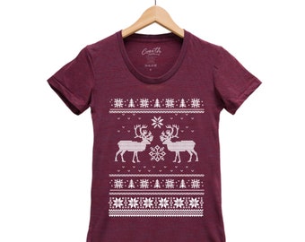 Ugly Sweater Junior Shirt, Christmas Shirt, Snowflakes Tshirt, Knit Shirt, Christmas Gift, Ugly Sweater Tshirt, Funny Shirt, Holiday Gift
