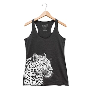 Leopard Tank Top, Women Tank Top, Animal Print, Cute Print, Black Tank Top, Cat Shirt, Racerback, Cat Lover Gift, Nature Shirt, Summer Shirt