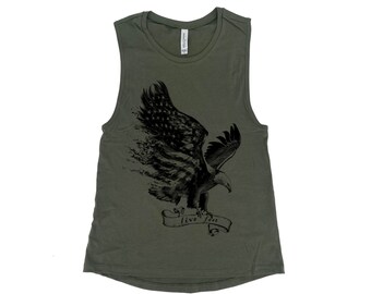 Eagle Tank - Muscle Tee - Muscle Tank - Bird Shirt - Summer Shirt - Vacay Shirt - Gift for Women - Tank Top for Women - Animal Print Shirt