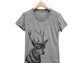 Deer Shirt, Women Junior T-shirt, Summer Shirt, Animal Shirt, Short Sleeve, Nature Shirt, Camping Shirt, Cute Shirt, Funny Shirt