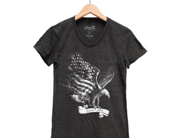 Women Eagle Shirt, Women Junior Shirt, Bird Lover Tee, Animal Tshirt, USA Shirt, 4th of July, Gift for Bird Watcher, Shirt with Animal