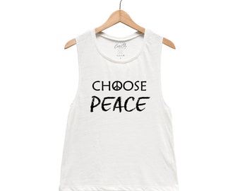 Womens clothing tank top for women muscle tee graphic shirt choose peace top gift for mom nature workout yoga gifts party funny shirt