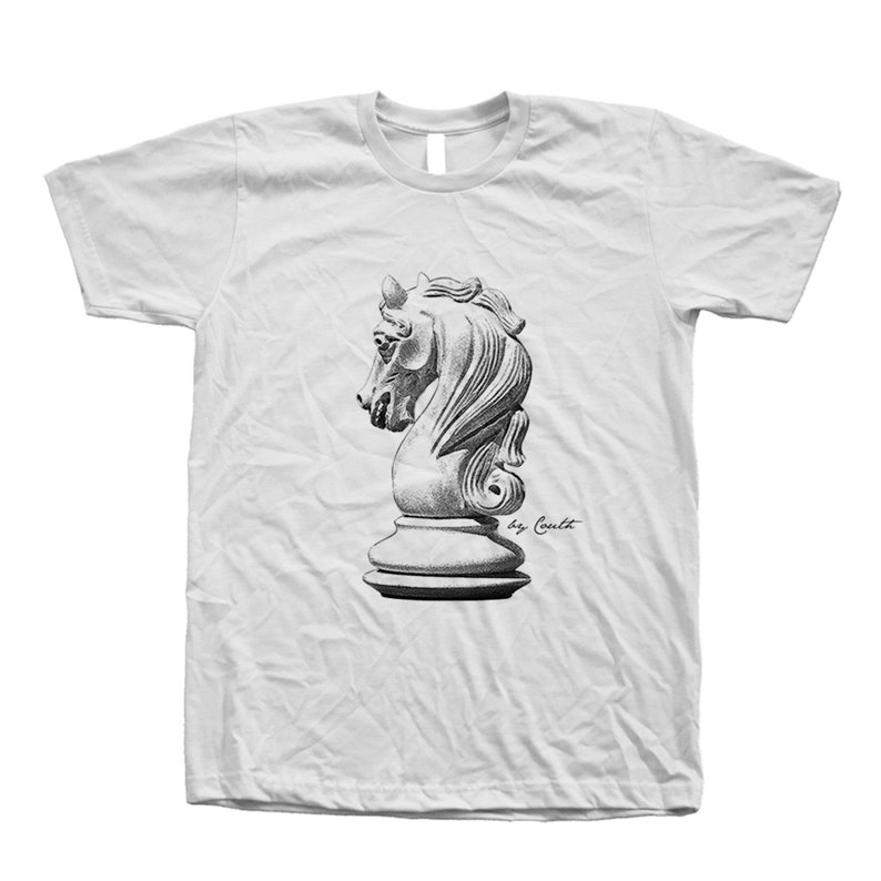 Chess T-shirt, Knight T Shirt, Unisex T-shirt, Men's T-shirt, Screen Print. Crew Neck Tshirt , Gifr for Men, Dad Gift White