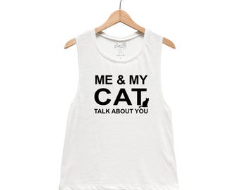 Cat Tank Top, Women's Flowy Scoop Muscle Tank, Funny Cat Shirt, Cat Mom, Cat Lover, Funny Shirt