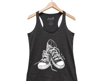 Sneakers Tank Top -  Women's Tank Top - Triblend Racerback Tank Top - Graphic Tee - Screen Print - Yoga Tank Top - Workout Tank Top