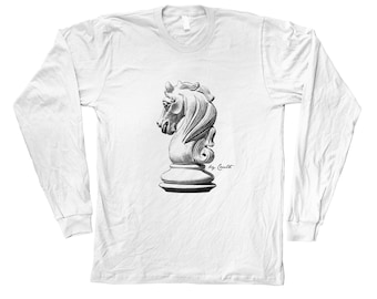 Chess Tshirt, Unisex T-shirt, Mens Tshirt, Knight Tshirt, Long Sleeve T-shirt, Graphic Tee, Screen Print, Crew Neck