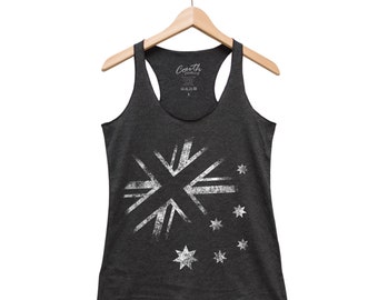 Australian Flag Tank Top, Women's Tank Top, Aussie Tank Top, Racerback Tank Top, Screen Print, Blue Tank Top, Black Tank Top, Red Tank Top