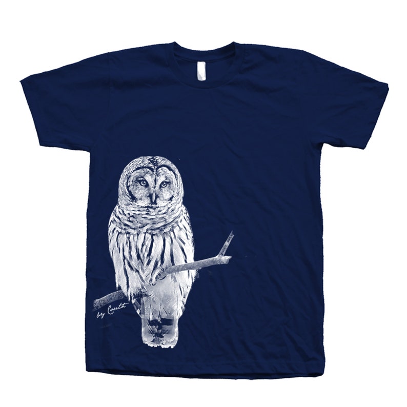 Owl Shirt, Mens Tshirt, Crew Neck, Bird T-shirt, Cute T-shirt, Short Sleeve Tshirt, Grey T-shirt, Dad, Animal Shirt, Nature Shirt image 3