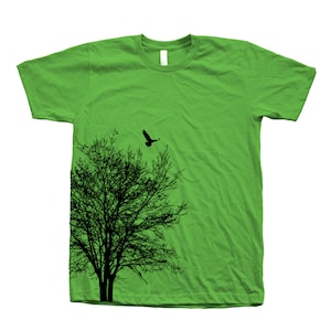 Tree T shirt, Unisex T-shirt, Men's T-shirt, Nature Shirt, Green T-shirt, Nature T-shirt, Bird T-shirt, 100% Cotton, Graphics, Summer Shirt Grass