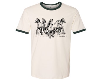 Horse Tshirt, Shirt for Women, Retro Tshirt, Unisex Cotton Ringer T-Shirt, Vintage Shirt, Rodeo Shirt, Concert Shirt, Country Girl