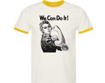 Rosie Tshirt, Retro Tshirt, Unisex Cotton Ringer T-Shirt, Vintage Shirt, We Can Do It Shirt, Rosie Shirt, Birthday Gift, Funny Tshirt