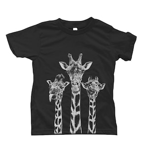 Giraffe Kids Tshirt  Custom Hand Screen Print  Crew Neck