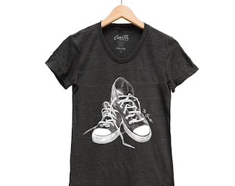Sneakers T-shirt, Women Junior T shirt, Graphic Tee, Gift for Women, Mom Gift, Screen Print, Tri-Blend Short Sleeve T shirt